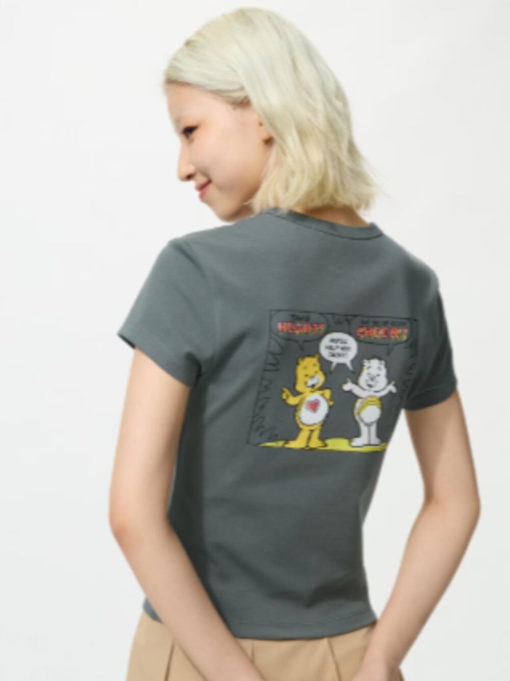 NEW Uniqlo Women Care Bears Graphic Medium Gray T-Shirt